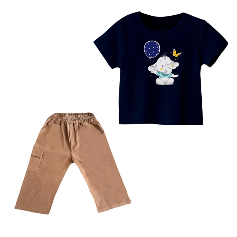 ست تی شرت و شلوارک دخترانه مدل فیل کد 16