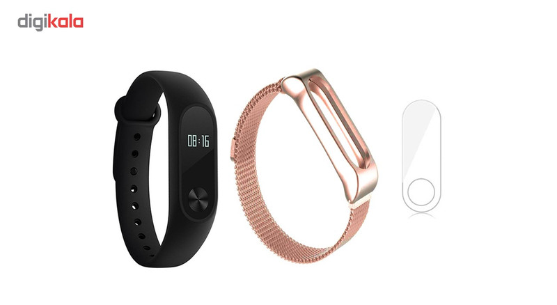 مچ بند هوشمند شیائومی مدل Mi Band 2 به همراه بند فلزی Metal و گلس