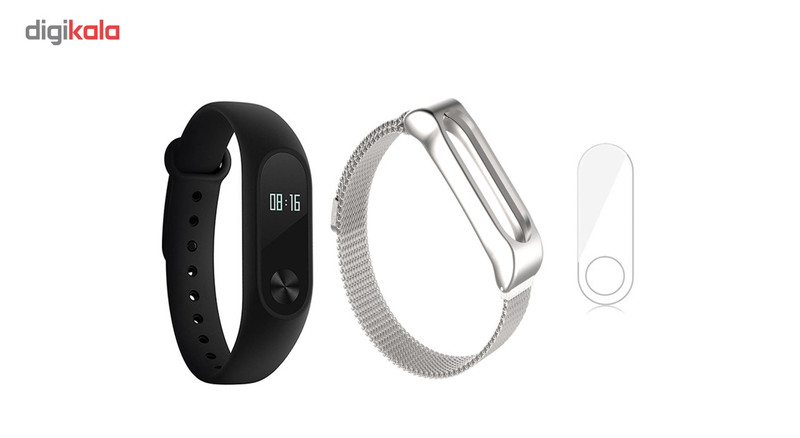 مچ بند هوشمند شیائومی مدل Mi Band 2 به همراه بند فلزی Metal و گلس