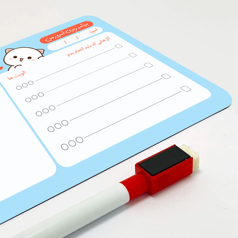 تخته وایت برد جیک جیک مدل w02 سایز 10×15 سانتی متر به همراه پایه و ماژیک