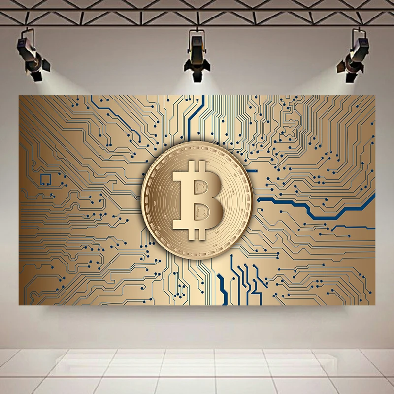 تابلو بوم طرح مخمل بیت کوین مدل مدار ثروت کد AR304833