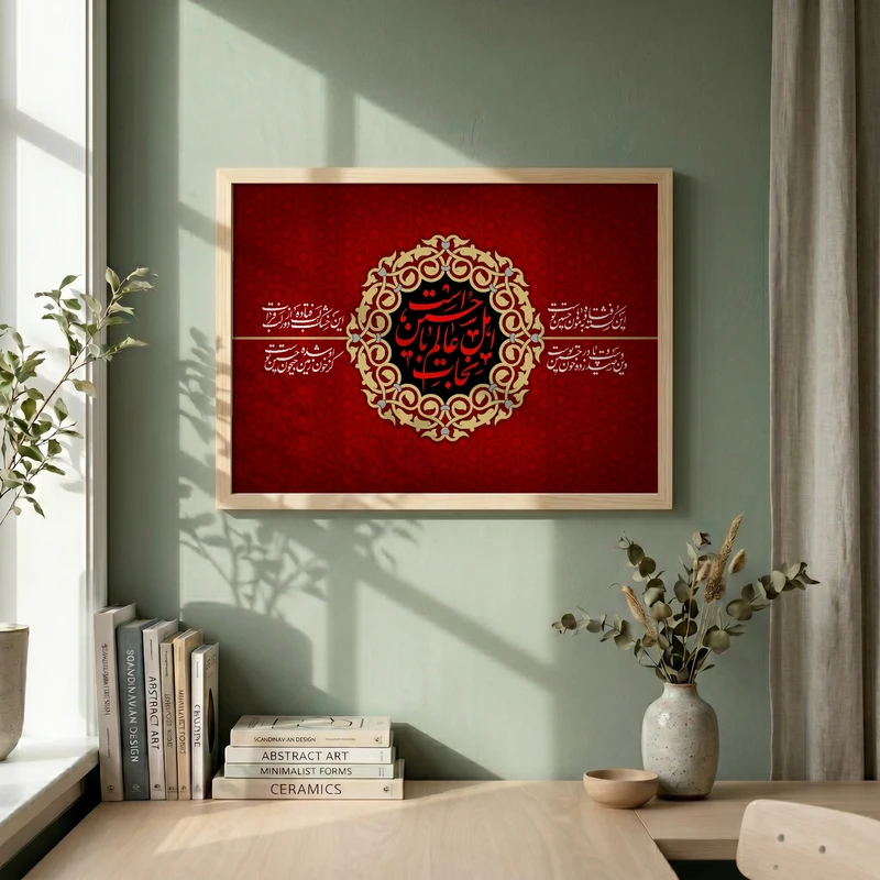 تابلو طرح نجات اهل عالم با حسین است مدل G14826 فریم کرم روشن