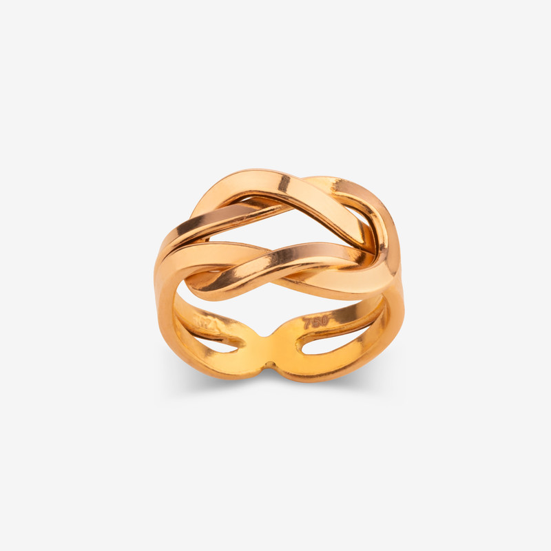 انگشتر طلا 18 عیار زنانه با طرح امگا نیکان گلد مدل گره بینهایت سایز 54