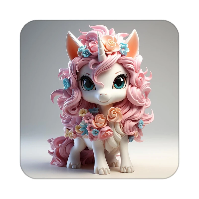 زیر لیوانی کاکتی طرح اسب تک شاخ و یونیکورن مدل mp32227