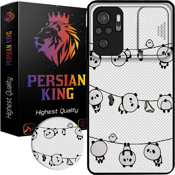 کاور پرشین کینگ مدل PANDA22 مناسب برای گوشی موبایل شیائومی Redmi Note 10 4G / Note 10S به همراه پایه نگهدارنده