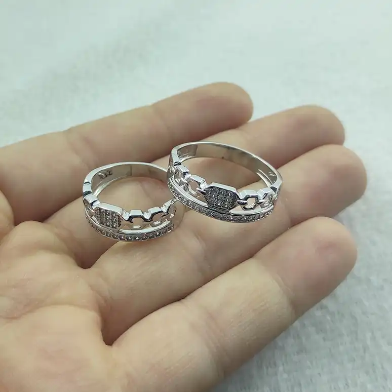 ست انگشتر نقره زنانه و مردانه  سلین کالا مدل COD-11