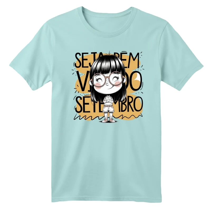 تی شرت آستین کوتاه بچگانه مدل دخترک عینکی