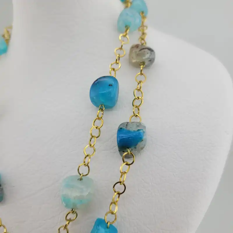 گردنبند زنانه مدل رومانتویی سنگ عقیق کوبیسم کد 73