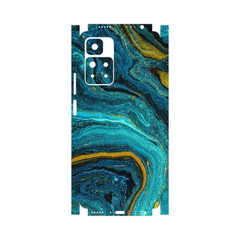 برچسب پوششی ماهوت مدل Turquoise marblewith golden streaks-FullSkin مناسب برای گوشی موبایل شیائومی Redmi Note 11 Pro Plus 5G