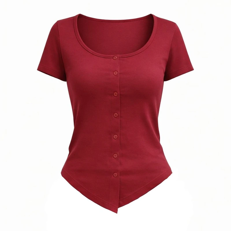 کراپ بلوز آستین کوتاه یقه گرد زنانه مدل F003