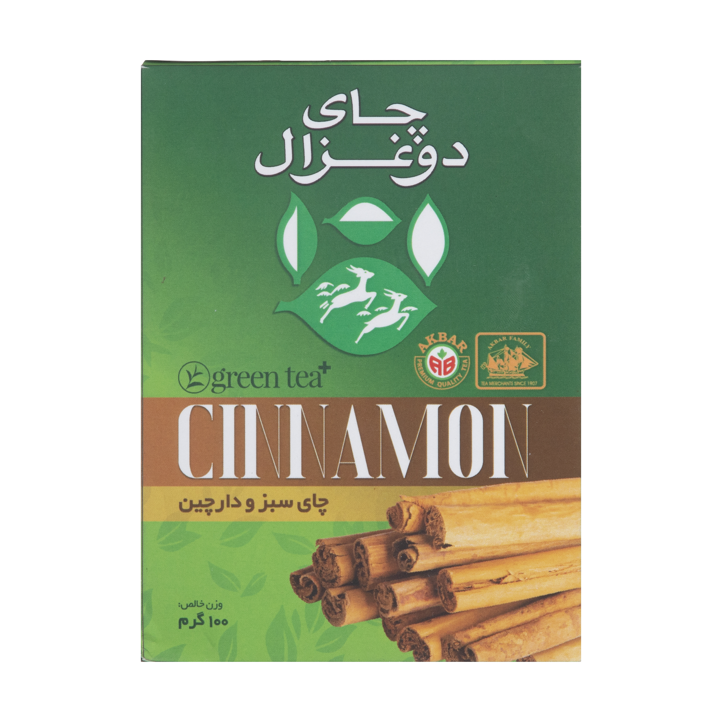 چای سبز و دارچین دو غزال  - 100 گرم