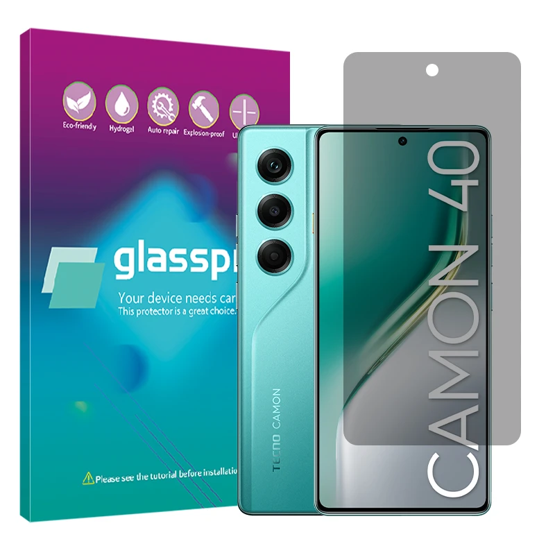 محافظ صفحه نمایش حریم شخصی گلس پرو مدل هیدروژلی مناسب برای گوشی موبایل تکنو Camon 40
