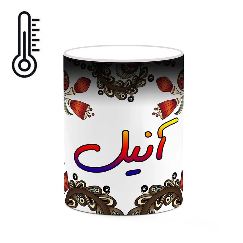 ماگ حرارتی کاکتی مدل اسم آنیل طرح سنتی گل و بته کد mgh43913