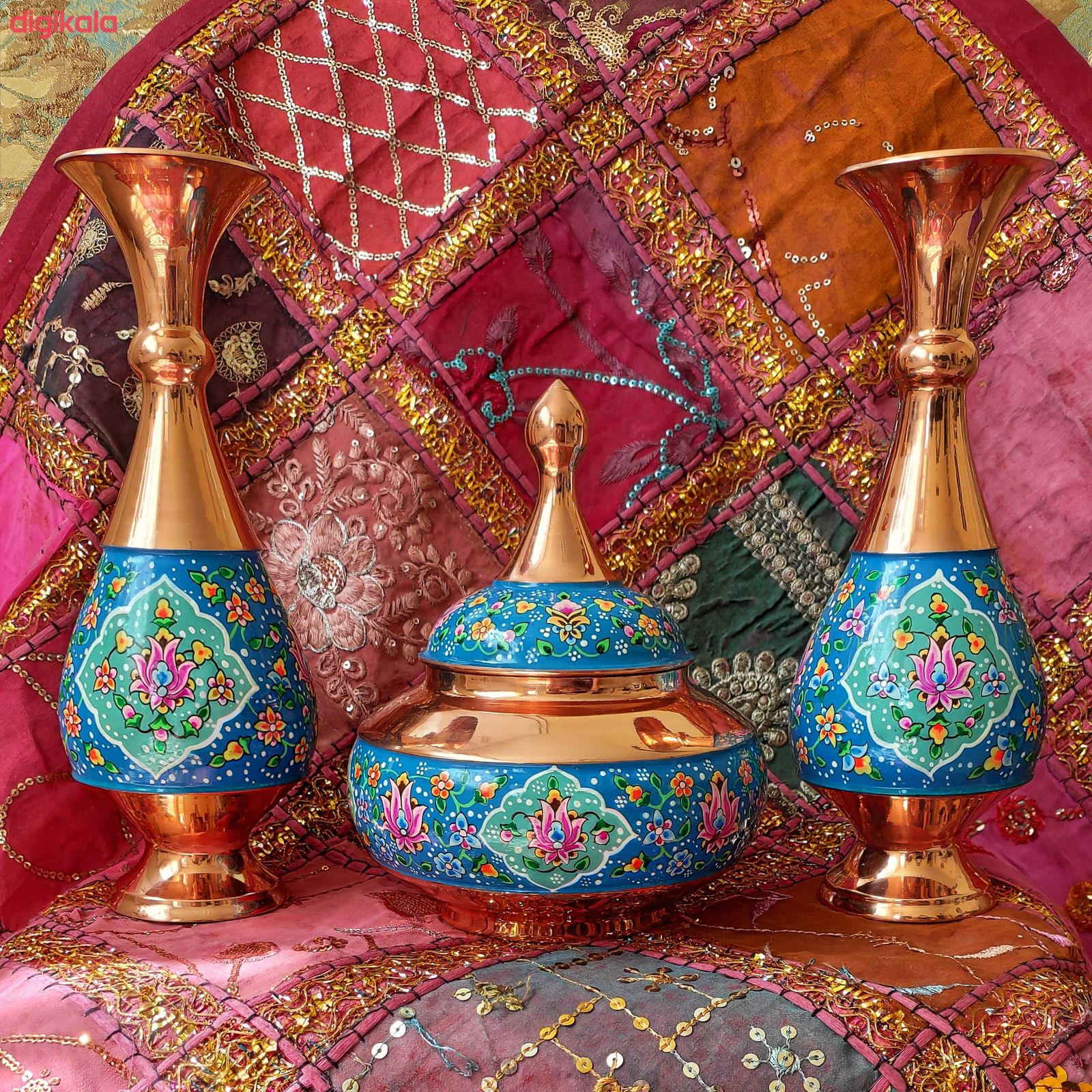 ست گلدان و شکلات خوری میناکاری طرح پرداز کد st25 مجموعه سه عددی main 1 1
