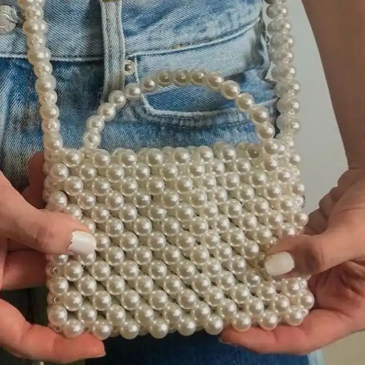 کیف دوشی زنانه مدل مرواریدی سنگی کد 1