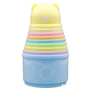  بازی آموزشی سمید مدل برج هوش لیوانی پاستلی طرح حیوانات جنگل بسته 9 عددی