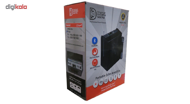 مجموع اکو همراه شارژی 6 اینچ تکنوسوند مدلPTR4W به همراه میکروفن بی سیم
