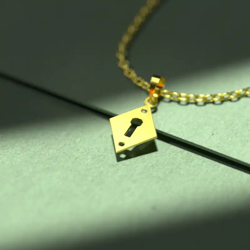 گردنبند طلا 18 عیار زنانه مدوپد مدل قفل کد F3-1-1184