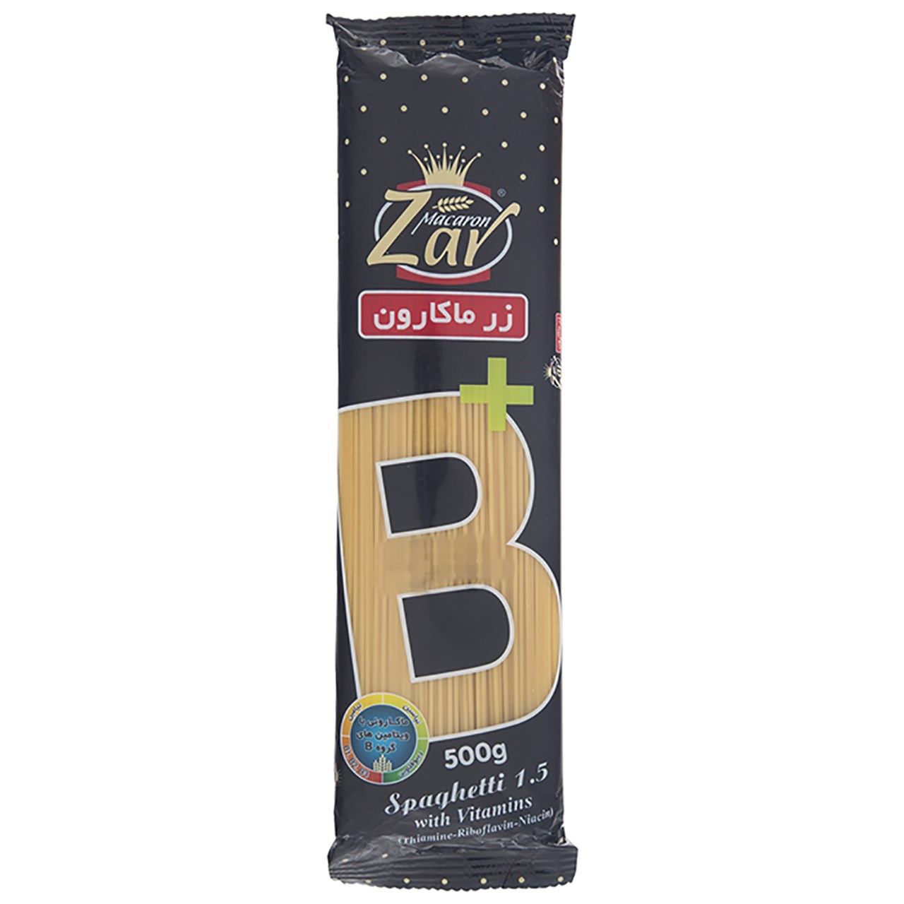 اسپاگتی قطر 1.5 حاوی ویتامین B زر ماکارون مقدار 500 گرم