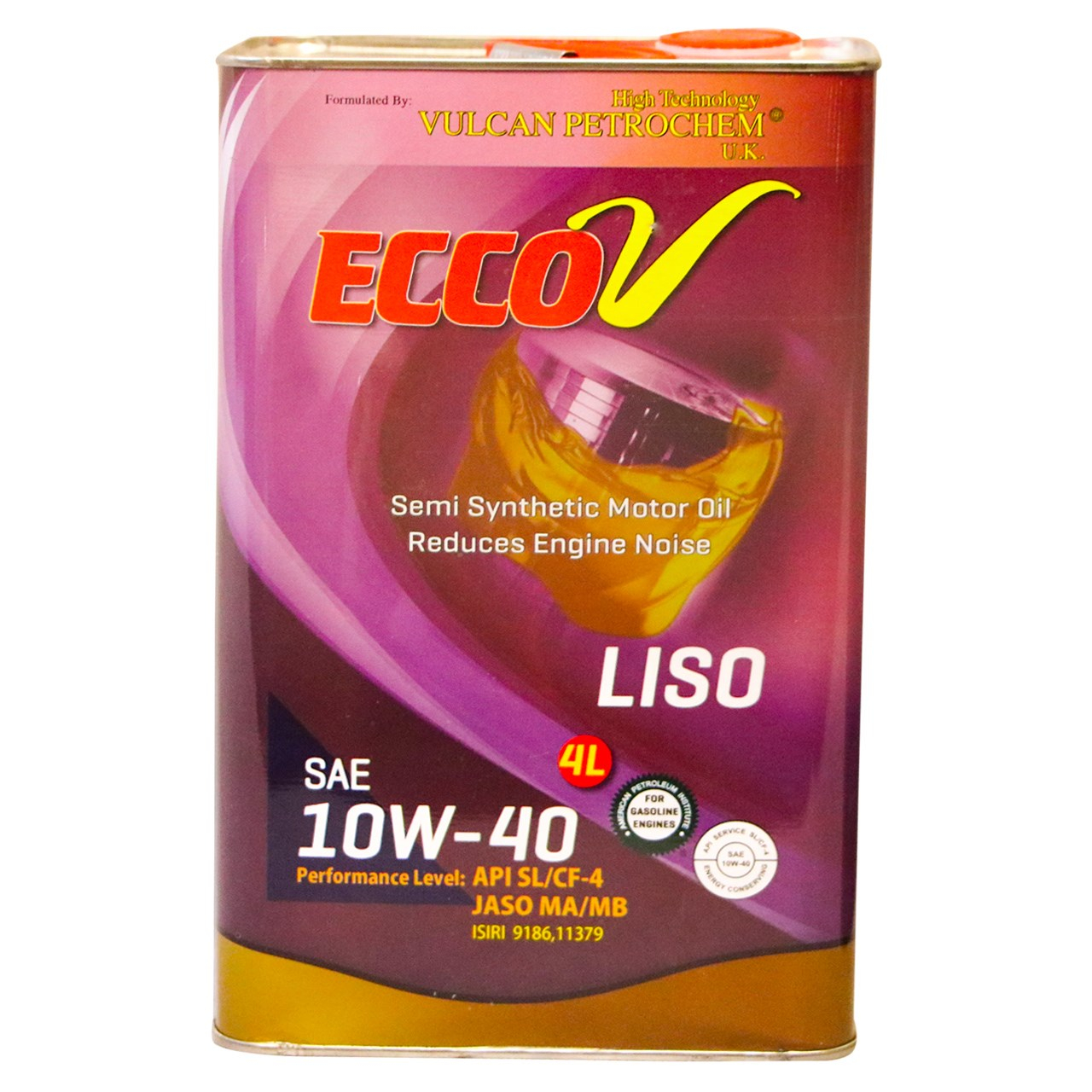 روغن موتور اکووی Liso  سطح کیفی  SL  گرید 10W40 حجم چهار لیتر