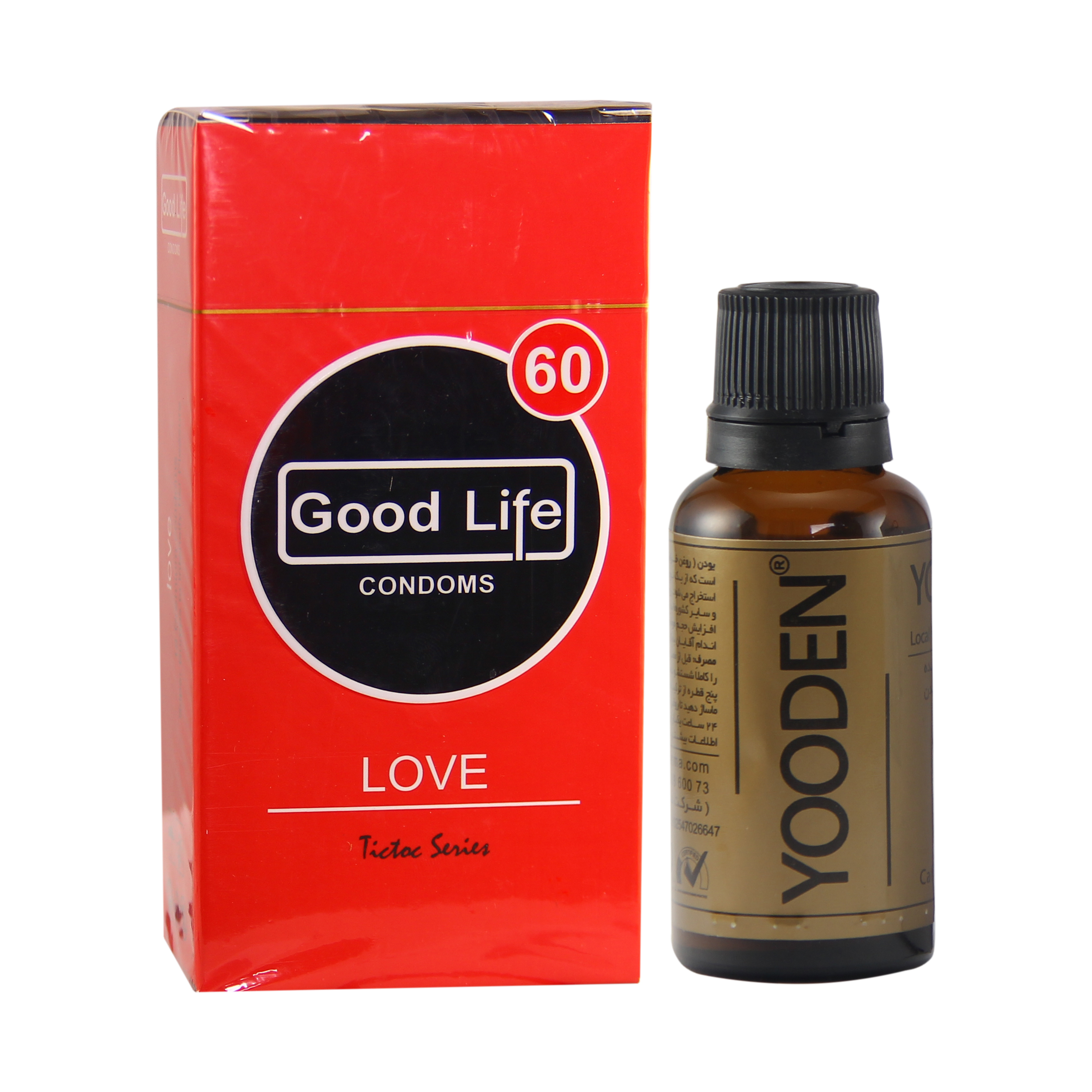 کاندوم گودلایف مدل Love بسته 12 عددی به همراه روغن یودن کد 01 حجم 30 میلی لیتر