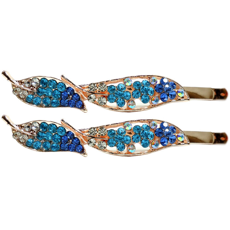 فرنچ کلیپس مو آی جواهر طرح برگ کد K55142 بسته 2 عددی