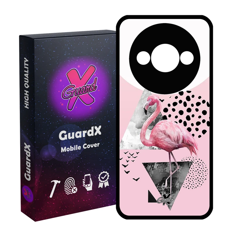 کاور گارد ایکس طرح Flamingo مدل قاب Glass10066 مناسب برای گوشی موبایل شیائومی Redmi A3 4G/ A3X 4G/ Poco C61