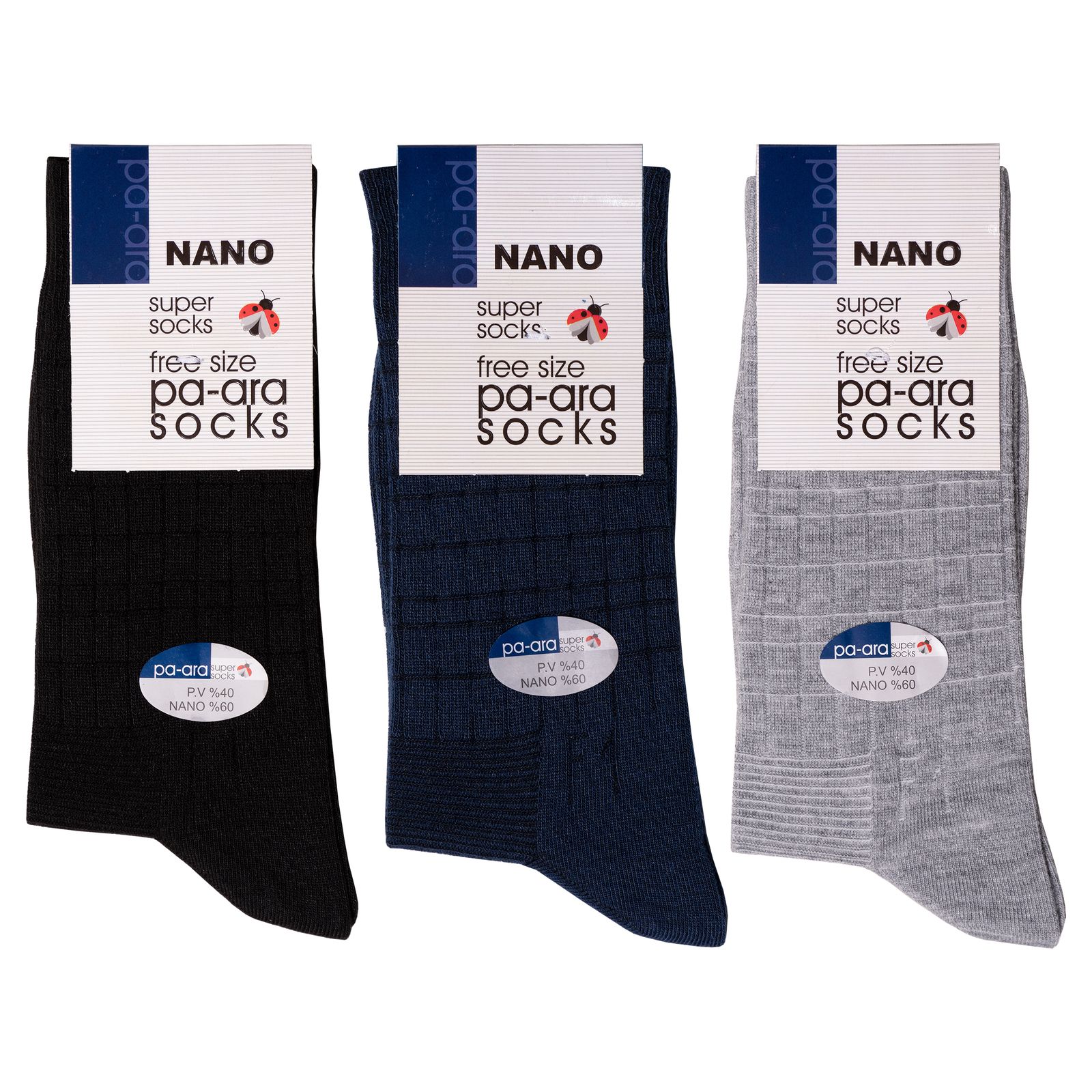 جوراب مردانه پاآرا مدل نانو 60 کد 6011 مجموعه 3 عددی -  - 1