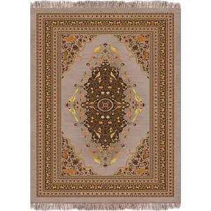 فرش ماشینی 700 شانه فرش پردیسان دلیجان زمینه و حاشیه کرم کد c1052