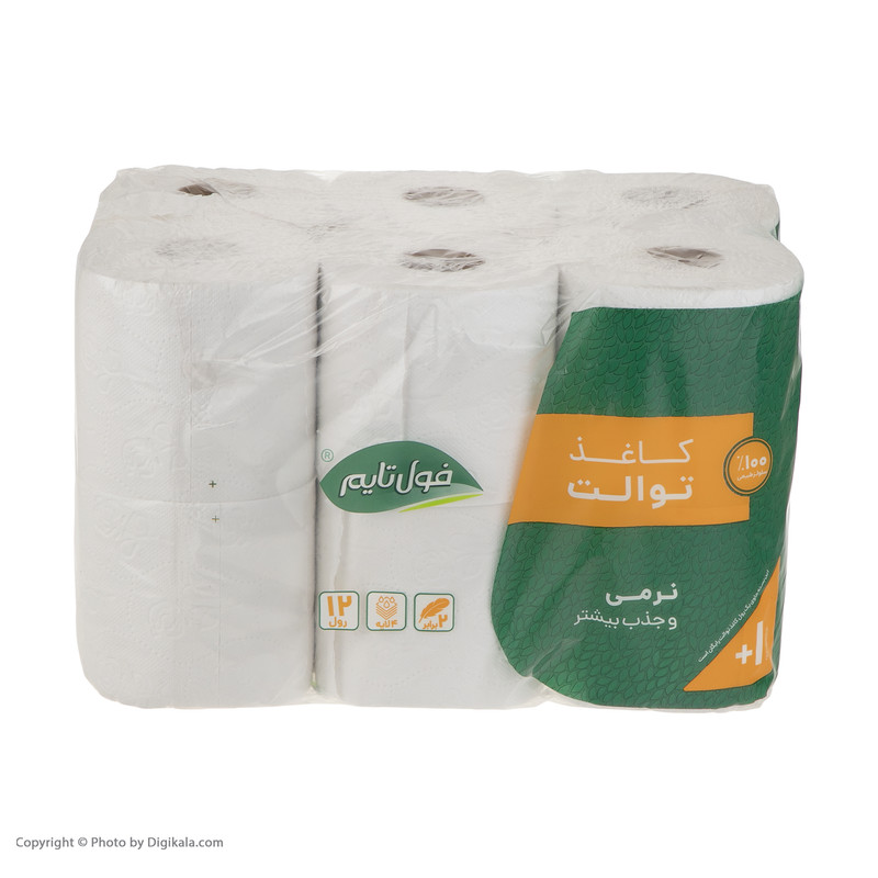 دستمال توالت فول تایم مدل رولی بسته 12 عددی