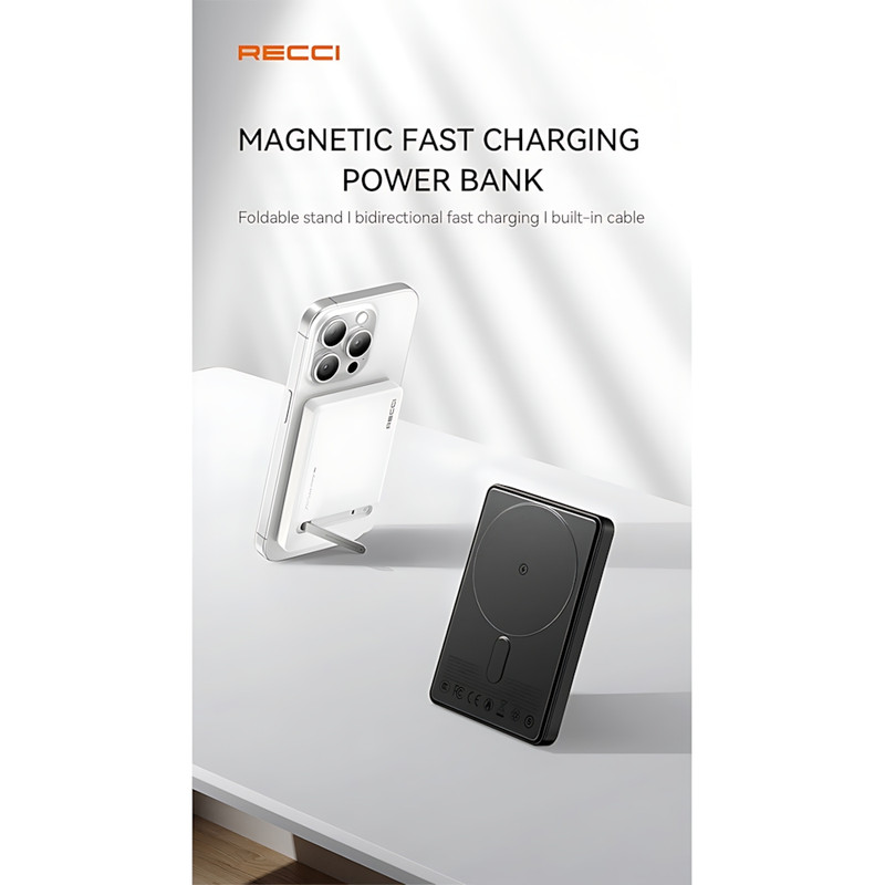 پاوربانک بی‌سیم 20 وات رسی مدل RPB-W37 ظرفیت 5000 میلی‌آمپرساعت به همراه کابل USB-C