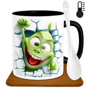 ماگ حرارتی طرح عروسک سه بعدی مدل H1022 به همراه زیر لیوانی و قاشق