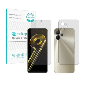 Rockspace HyGEL model transparent screen protector suitable for Realme 9i 5G mobile phone along with the back of the phone
