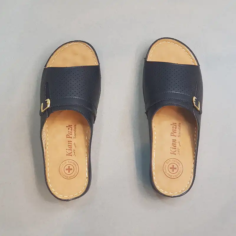 دمپایی زنانه مدل چرم پگاه رنگ مشکی