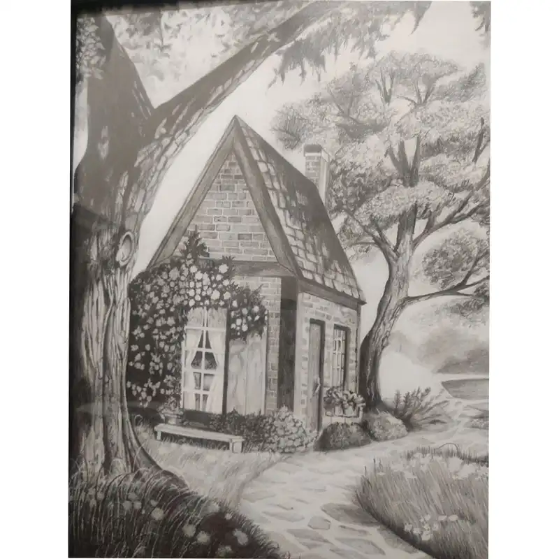 تابلو نقاشی سیاه قلم طرح طبیعت