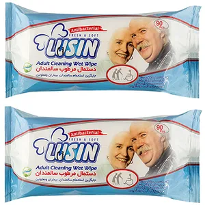 دستمال مرطوب لوسین مدل11 دو بسته 90 عددی