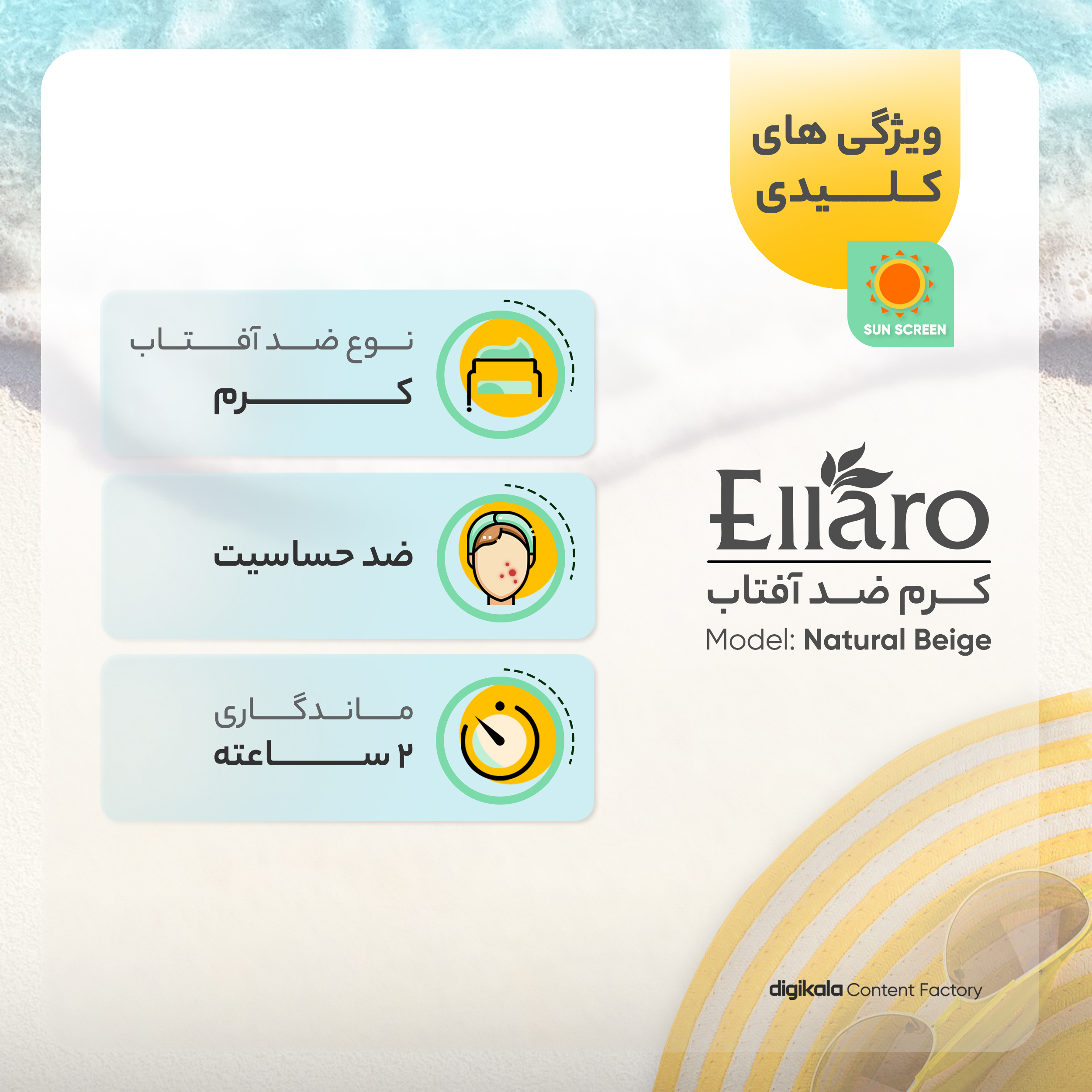 کرم ضد آفتاب رنگی الارو SPF30 سری Foundation Effect مدل Natural Beige محافظ UVB، مناسب پوستهای چرب و حساس حجم 40 میلیلیتر