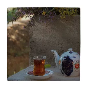 کاشی کارنیلا طرح قوری و استکان چایی سنتی مدل لوحی کد klh2463 