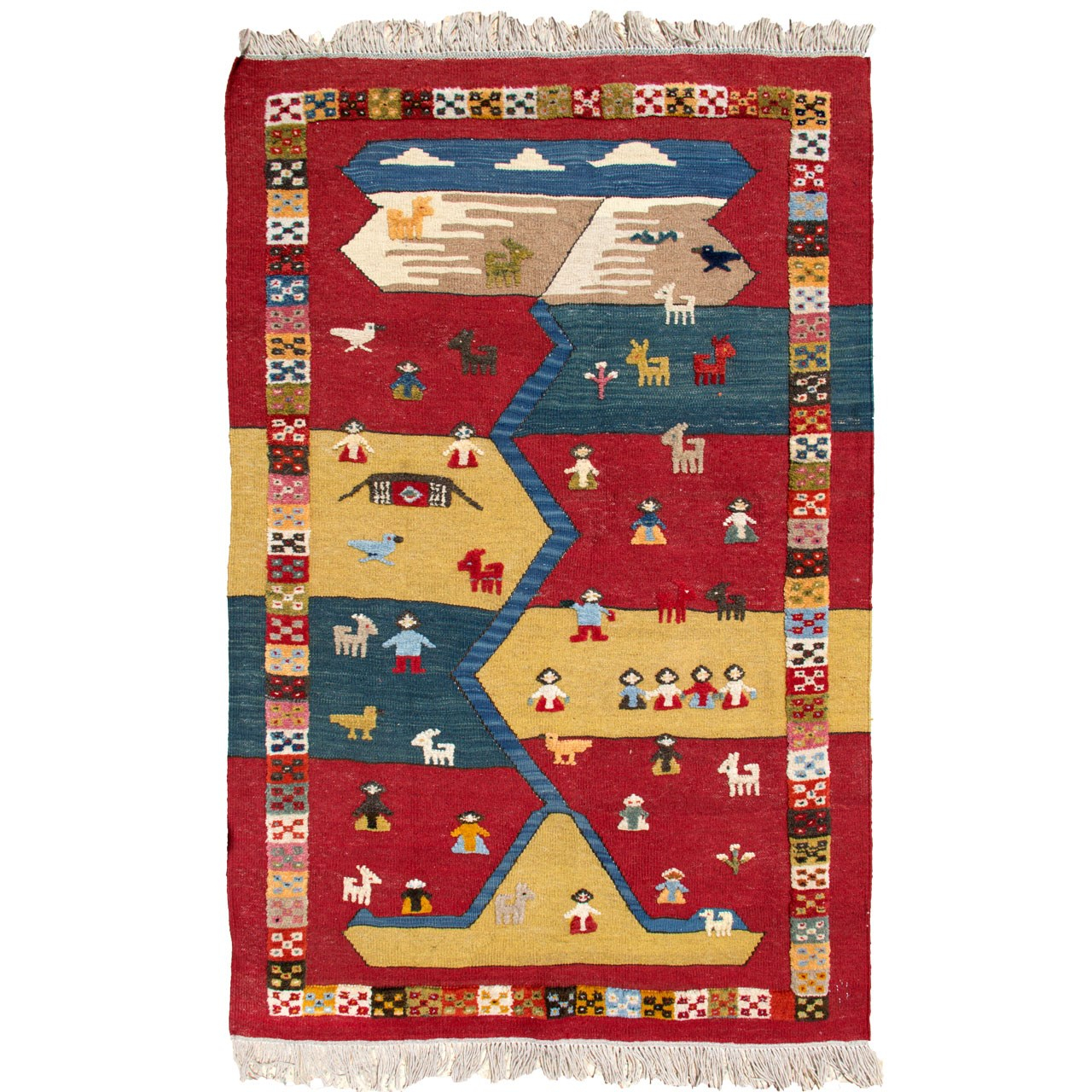 گلیم گبه دستباف یک و نیم متری گالری سلام کد 67/1074