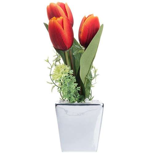 گل لاله دکوری راز گل مدل گلدان مسی و نقره ای چراغ دار
