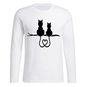 تی شرت آستین بلند زنانه مدل CATS  کد P09 رنگ سفید