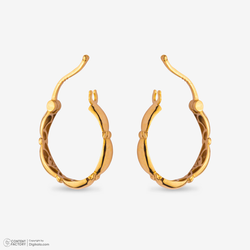 گوشواره کلیپسی طلا 18 عیار زنانه جواهری راز مدل حلقه ای دایره خط - 6