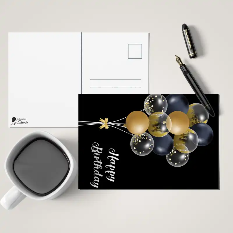 کارت پستال بادکنک آبی طرح تولد مدل B8