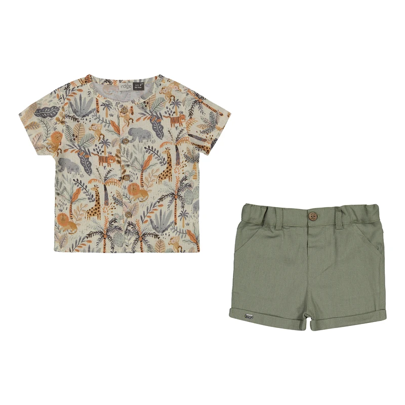 ست پیراهن و شلوارک نوزادی ایندیگو مدل کوین کد 142331