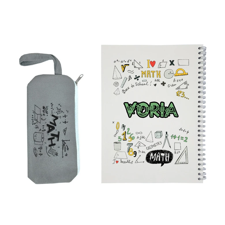 دفتر مشق 50 برگ طرح ریاضی مدل وریا به همراه جامدادی