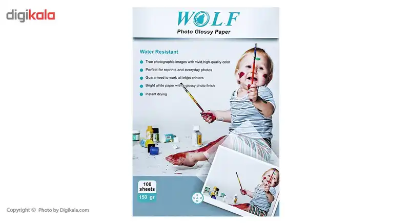 کاغذ فتو گلاسه 150 گرم ولف سایز A4