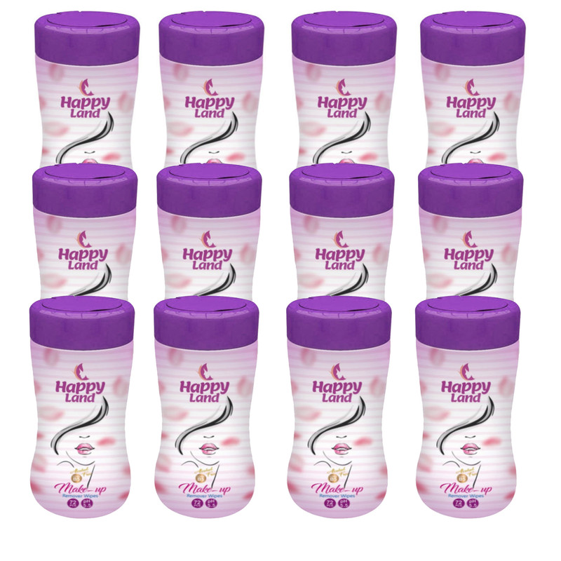 دستمال مرطوب هپی لند مدل خیار مجموعه 12 عددی