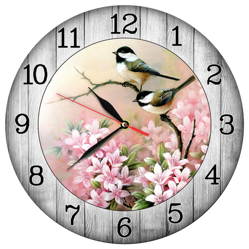 ساعت دیواری کوارتز طرح پرنده و گل کد 1447E