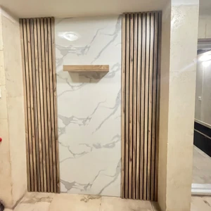 دیوارپوش مدل ترمووال تمام چوب آیژک مجموعه دو عددی