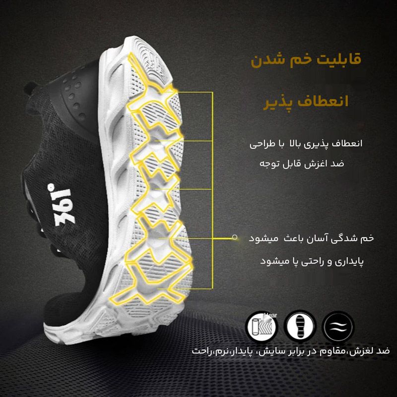 کفش مخصوص دویدن مردانه 361 درجه مدل 01 کد 671812249 -  - 22